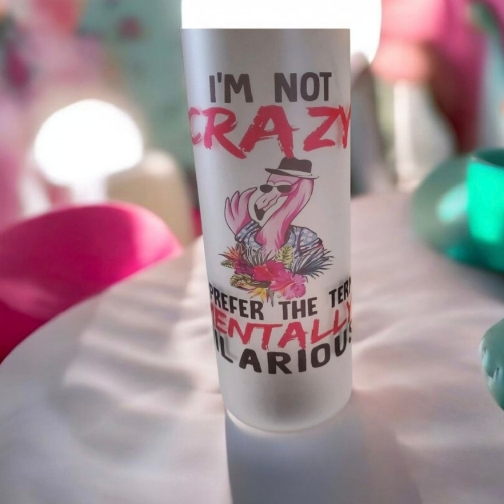 I'M NOT CRAZY 20oz Matte Glass Tumbler with duo lids 🎉sale